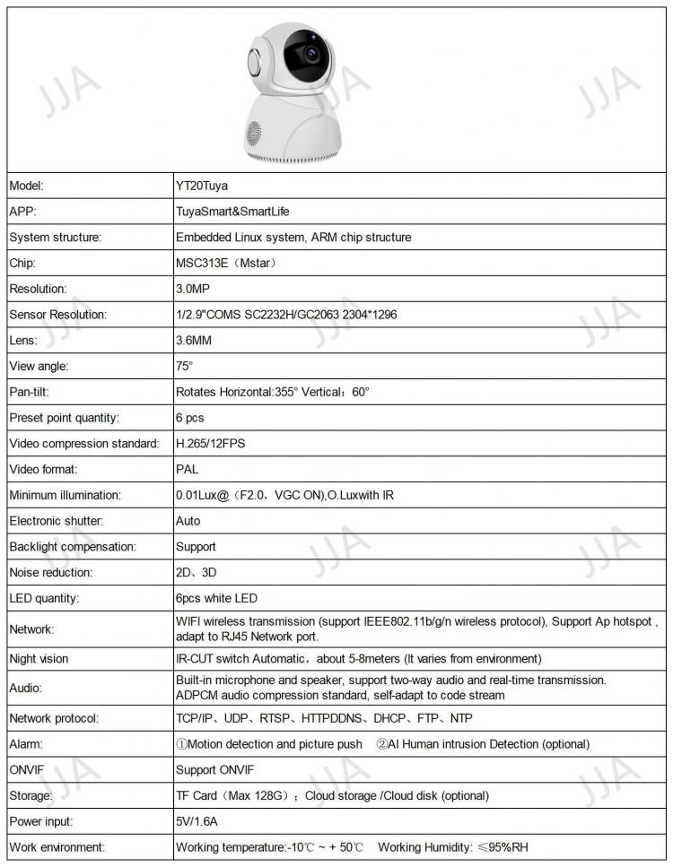 家用WIFI無線網(wǎng)絡攝像機高清300萬TUYA涂鴉智能3MP監(jiān)控攝像頭YT20 室內(nèi)網(wǎng)絡攝像機 第8張