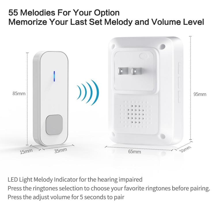 交流供電家用無線門鈴遠距離防水小夜燈電子門鈴N20D 夜燈門鈴 第3張