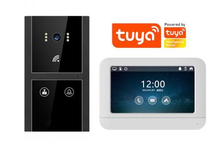 室內智慧屏tuya涂鴉智能樓宇可視對講主機聯動開鎖門禁白色H5+7008