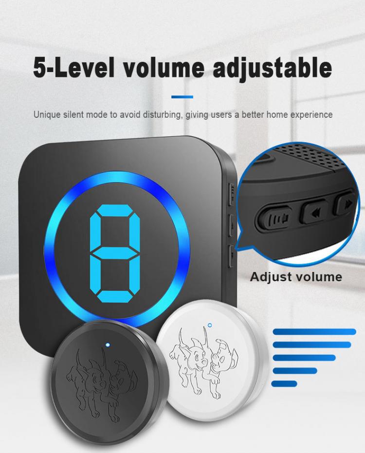 LED數(shù)顯多防區(qū)寵物觸摸門鈴套裝跨境防水無線老人SOS呼叫求助按鈕 交流供電門鈴 第11張